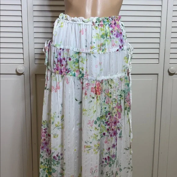 NWT Sabina Musayev Multicolor Lurex Floral Maxi Skirt Small - Picture 5 of 16